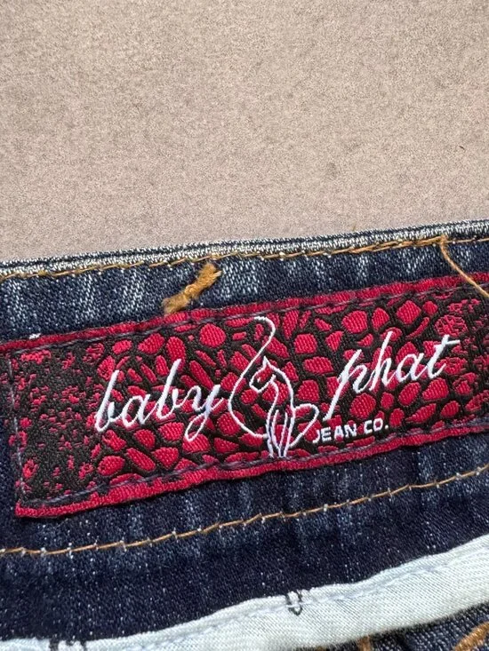 Baby Phat Y2K Jeans Size 1 Dark Wash Low Rise Cat Logo NWT - Picture 4 of 16